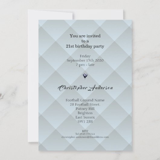 21e verjaardag Light Blue Faux Folds Kaart (Achterkant)