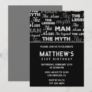 21e verjaardag Mannen De mythe van de legende Kaart