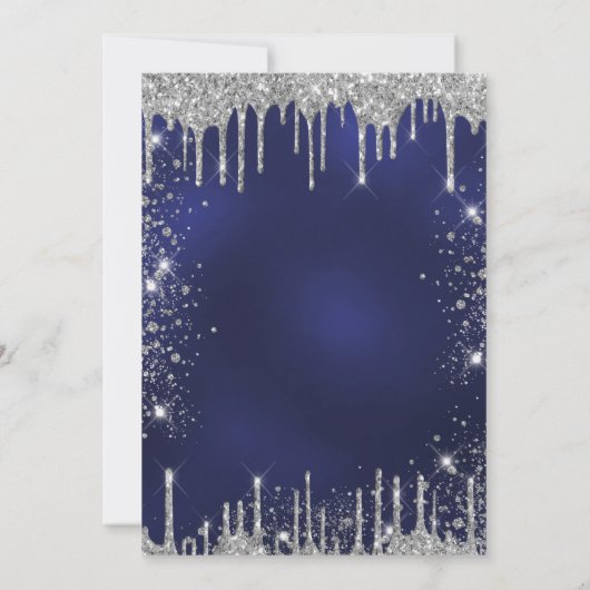 21e verjaardag marineblauw zilverglitter luxe kaart (Achterkant)