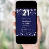 21e verjaardag marineblauwe zilveren sterren kaart