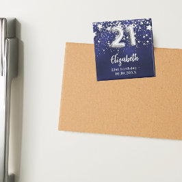 21e verjaardag marineblauwe zilveren sterren magneet