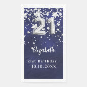 21e verjaardag marineblauwe zilveren sterren servet (Voorkant)