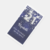 21e verjaardag marineblauwe zilveren sterren servet (Hoek)