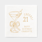 21e verjaardag Martini eenentwintigste gepersonali Folie Servetten (Voorkant)