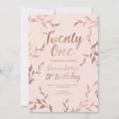 21e verjaardag Matig roos goud florale blush roze Kaart (Voorkant)