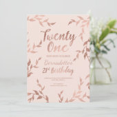 21e verjaardag Matig roos goud florale blush roze Kaart (Staand voorkant)