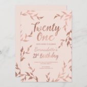 21e verjaardag Matig roos goud florale blush roze Kaart (Voorkant / Achterkant)