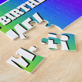 21e verjaardag — Meerkleurig regenboogpatroon "21" Legpuzzel (Zijkant)