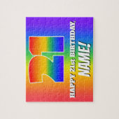 21e verjaardag — Meerkleurig regenboogpatroon "21" Legpuzzel (Verticaal)