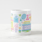 21e Verjaardag  Meisje Bloemen Grote Koffiekop (Voorkant)