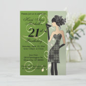 21e verjaardag meisje partij Bash - Groen Kaart (Staand voorkant)