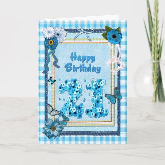 21e verjaardag met een scrapbook-effect kaart (Voorkant)