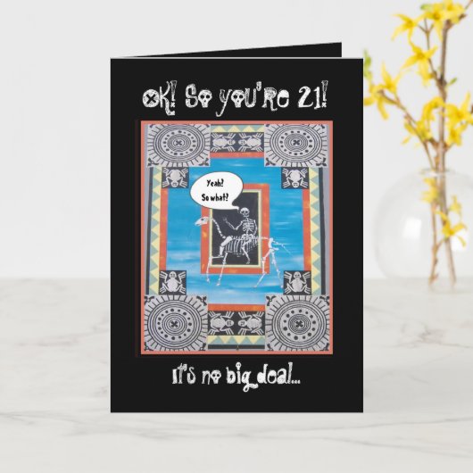 21e verjaardag met skelet rijden op een paard - GR Kaart (Gele Bloem)