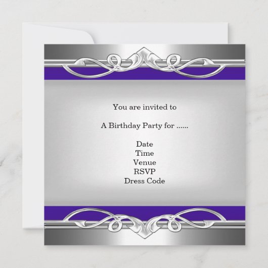 21e verjaardag Metaal Chrome Blue Silver Plaque Kaart (Achterkant)