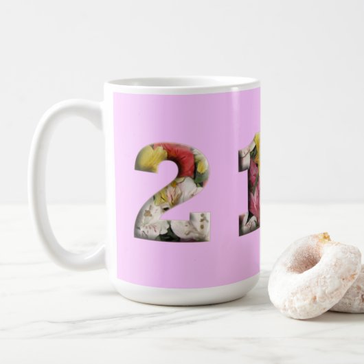 21e verjaardag mijlpaal  koffiemok (Met donut)