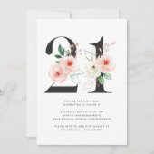 21e Verjaardag Modern Floral Roos Goud Groen Kaart (Voorkant)