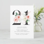 21e Verjaardag Modern Floral Roos Goud Groen Kaart (Staand voorkant)