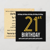 21e verjaardag Modern Gold en Black van de Partij  Kaart (Voorkant / Achterkant)