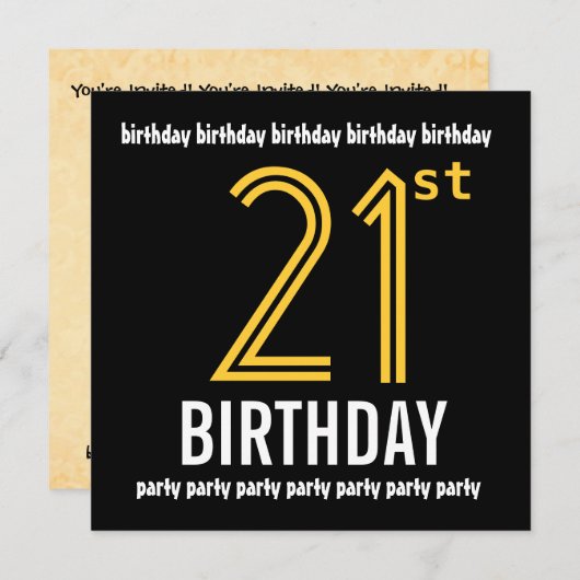 21e verjaardag Modern Gold en Black van de Partij  Kaart (Voorkant / Achterkant)