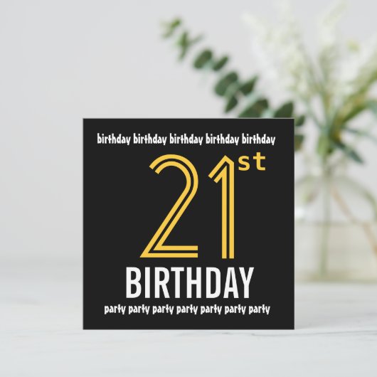 21e verjaardag Modern Gold en Black van de Partij  Kaart (Staand voorkant)