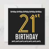 21e verjaardag Modern Gold en Black van de Partij  Kaart (Voorkant)