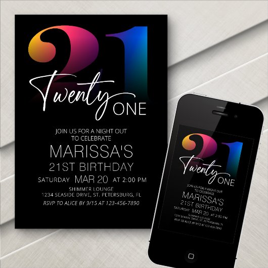 21e verjaardag Modern Kaart