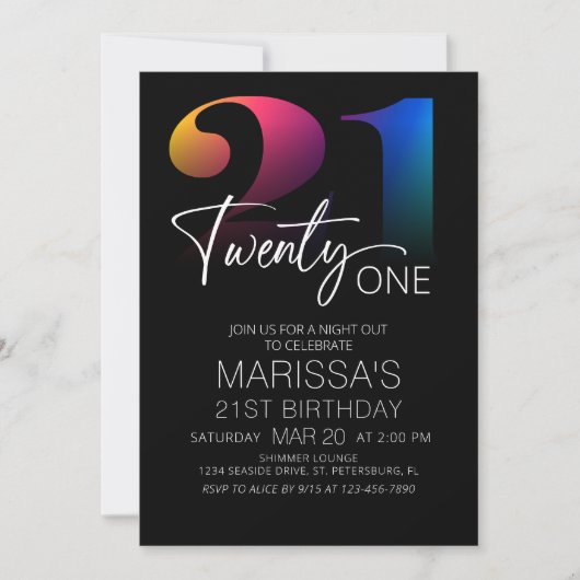 21e verjaardag Modern Kaart (Voorkant)