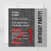 21e verjaardag Modern Red Silver Black D416 Kaart (Voorkant)