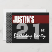 21e verjaardag Modern Red Silver W1703 Kaart (Voorkant)