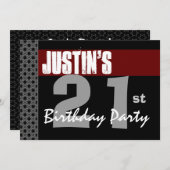 21e verjaardag Modern Red Silver W1703 Kaart (Voorkant / Achterkant)