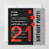 21e verjaardag Modern Rood Zilver Zwart A13 Rode S Kaart (Voorkant)