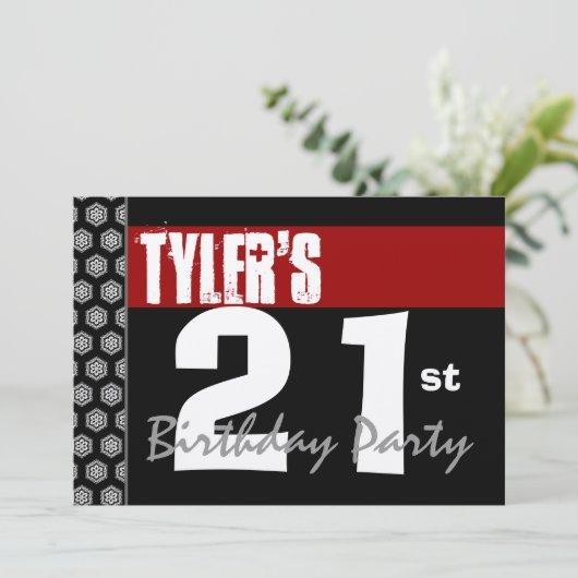 21e verjaardag Modern voor zijn roodwitte zwarte W Kaart (Staand voorkant)
