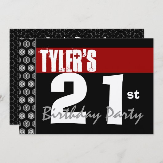 21e verjaardag Modern voor zijn roodwitte zwarte W Kaart (Voorkant / Achterkant)
