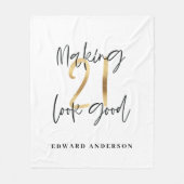 21e verjaardag Modern zwart en goud stijlvol Fleece Deken (Voorkant)