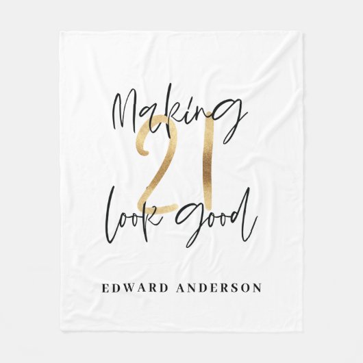 21e verjaardag Modern zwart en goud stijlvol Fleece Deken (Voorkant)