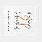 21e verjaardag Modern zwart en goud stijlvol Fleece Deken (Voorkant (Horizontaal))