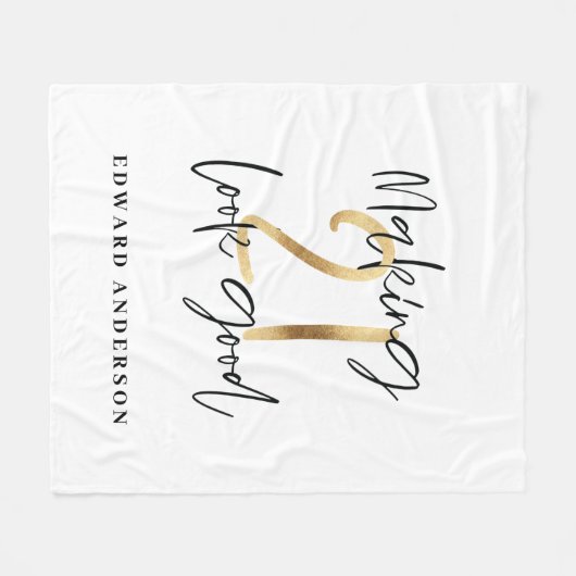 21e verjaardag Modern zwart en goud stijlvol Fleece Deken (Voorkant (Horizontaal))