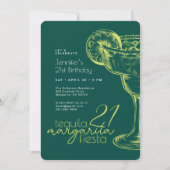 21e verjaardag Moderne groene Margarita Fiesta Kaart (Voorkant)