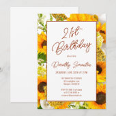 21e verjaardag Moderne Zonnebloem Bloemen Kaart (Voorkant / Achterkant)