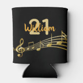 21e verjaardag muzieknoten zwarte goudnaam blikjeskoeler (Achterkant)