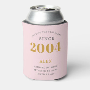21e Verjaardag Naam 2004 Roze Grijs Elegant Chic Blikjeskoeler