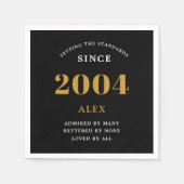 21e verjaardag naam 2004 zwart goud elegante Chic Servet (Voorkant)