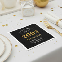 21e Verjaardag Naam 2005 Zwart Goud Elegant Chic
