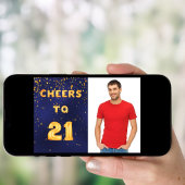 21e verjaardag Navy Blue Gold-foto's Kaart