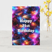21e Verjaardag Neon Polygoon Abstract Kaart (Gele Bloem)