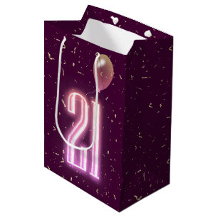 21e verjaardag Neon Sign en Confetti Medium Cadeauzakje