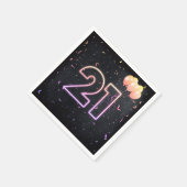21e verjaardag Neon Sign On Black Napkins Servet (Hoek)