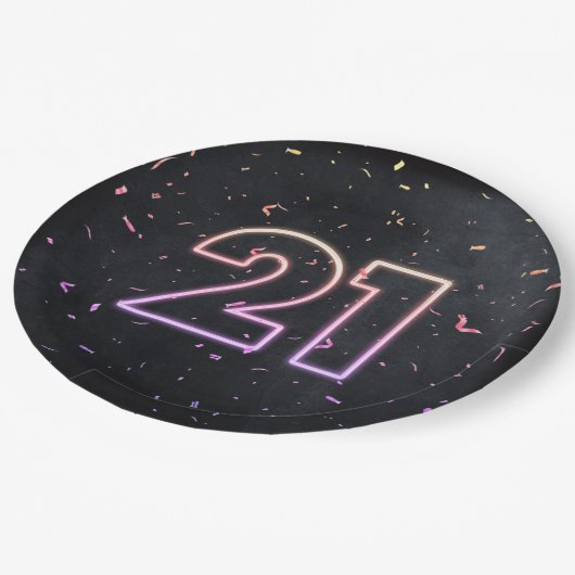 21e verjaardag Neon Sign on Black Paper Bord (Gekanteld)