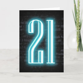 21e verjaardag Neon Sign on Brick Kaart