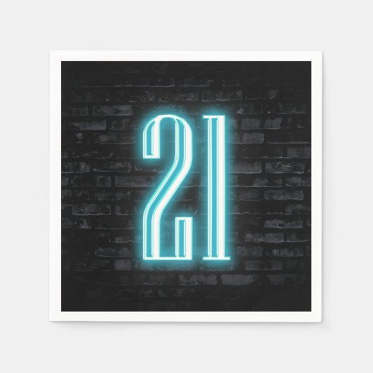21e verjaardag Neon Sign on Brick Wall Servet (Voorkant)